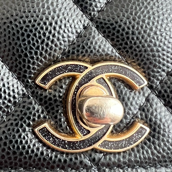 CHANEL Black Caviar Wallet with Gold Chain & Charms - Picture 3 of 12
